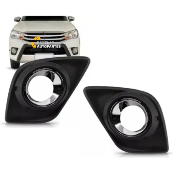 Juego Tapa Rejilla Faro Auxiliar Toyota Hilux Cromada 2016-2019