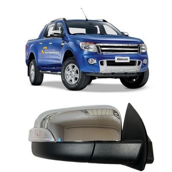 29518 Espejo Izquierdo Ford Ranger 2012-2024 Cromado Eléctrico Con Guiño